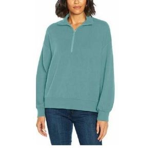 THREE DOTS Ocean Blue 1/4 Zip Pullover Sweatshirt Size Medium B3
